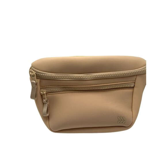 Beige Neoprene Waist Pack With Adjustable Strap & Multiple Zipper Compartments F - Picture 1 of 4